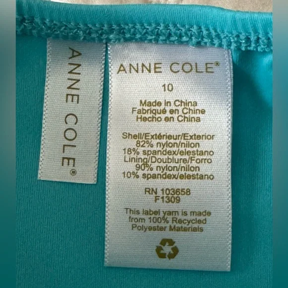 NWT Anne Cole Turquoise Swimsuit size 10 - Picture 5 of 5
